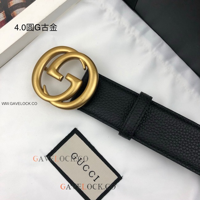 Gucci Togo Leather Belt Retro Gold GG Buckle Size 40mm